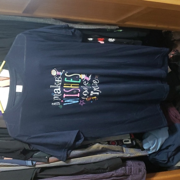 L Sheer Navy Blue I Make Wishes Come True Shirt - Picture 1 of 1
